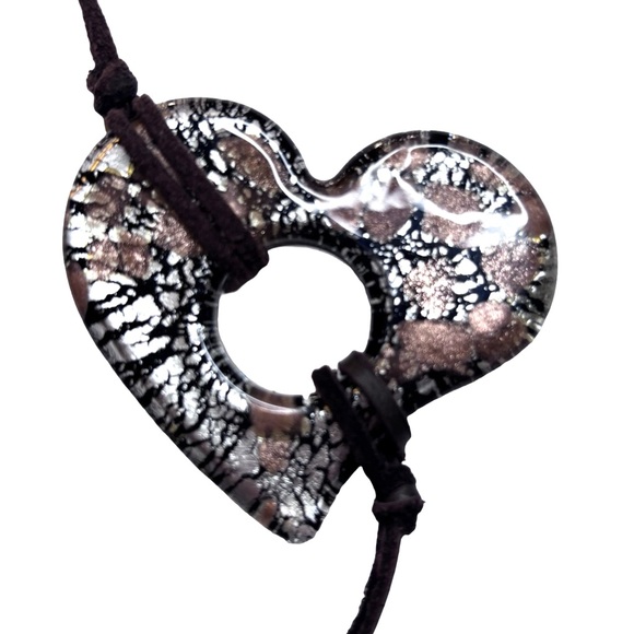 🍒NEW Theater Kid Handmade Reversible Choker with Murano Glass Heart - Picture 4 of 6